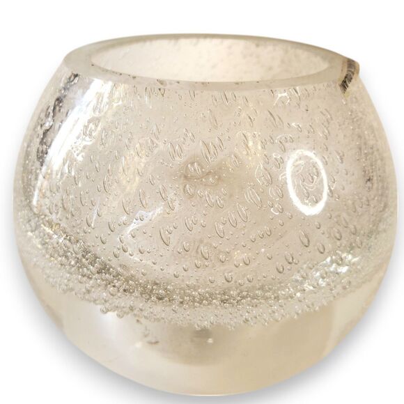 VTG Polish Art Glass Oil Lamp Orb Controlled Bubble Bullicante Crystal MCM Heavy - Picture 8 of 14